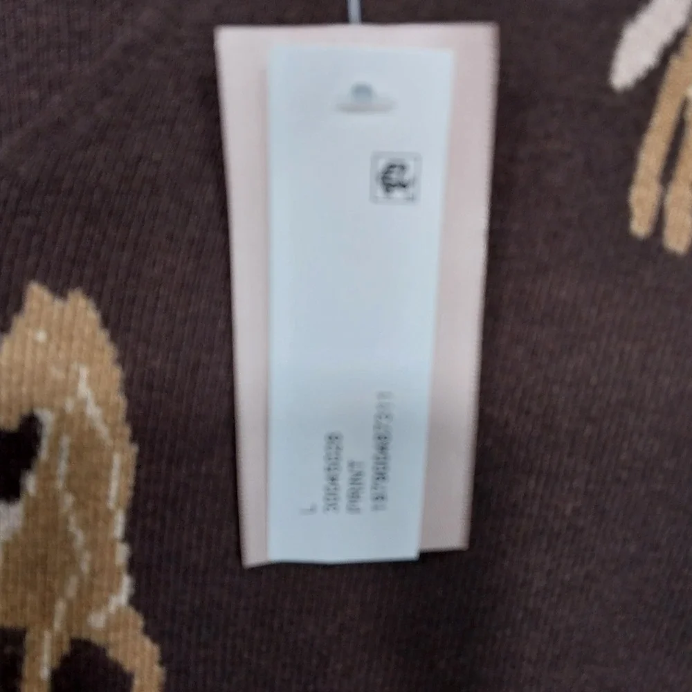 Philosophy Sweater Horse Intarsia Women V-Neck Knit Large Brown